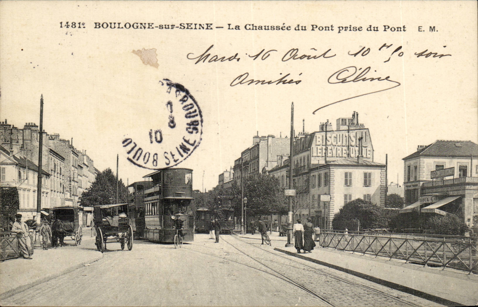 Boulogne sur Seine CPA La chaussee du pont prise du pont