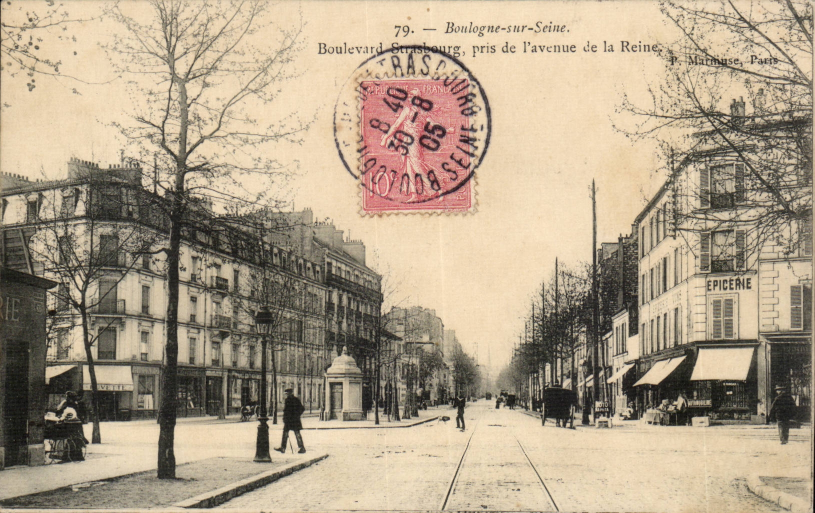 Boulogne sur Seine CPA Boulevard Strasbourg pris de l'avenue de la Reine