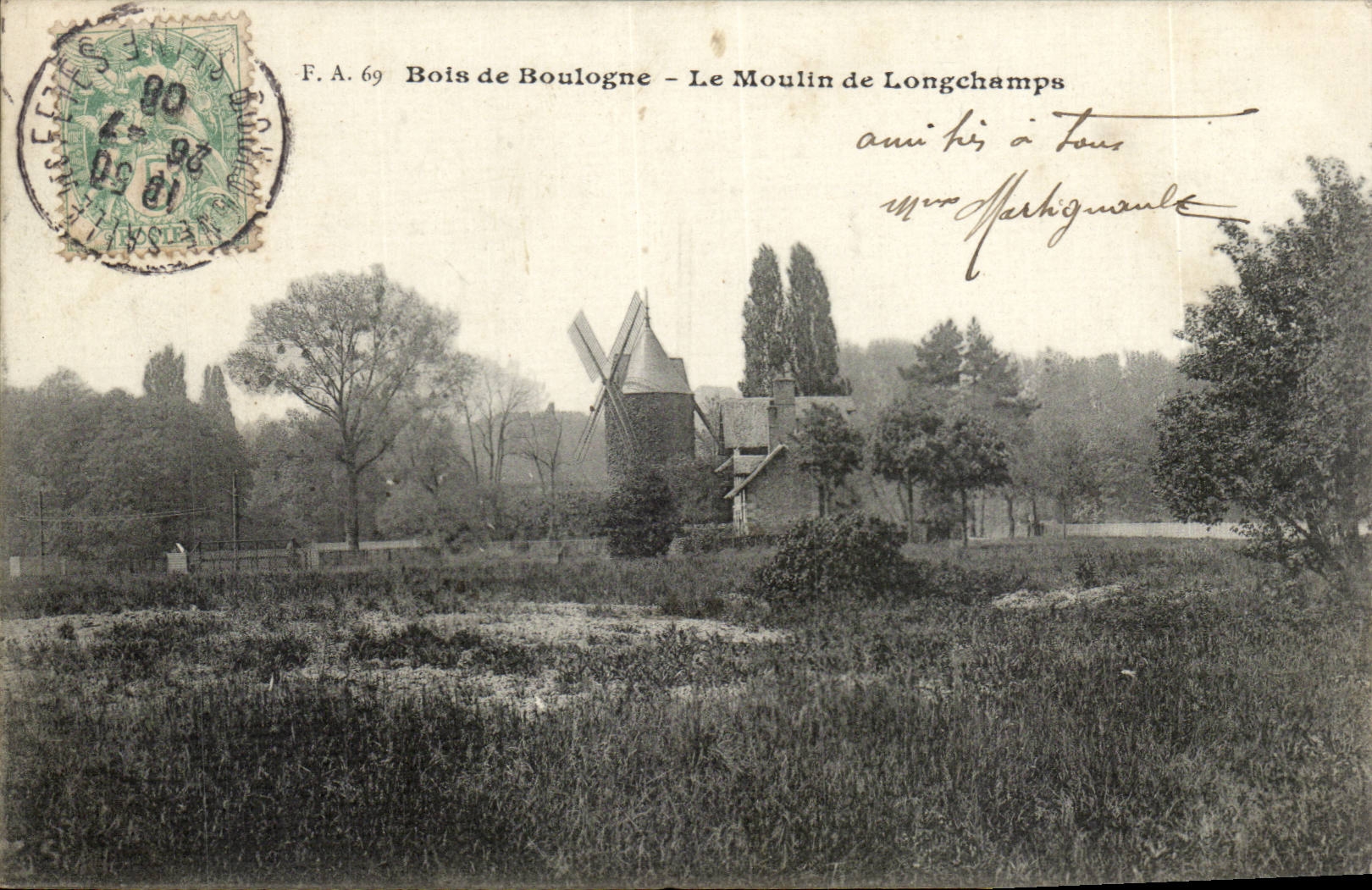 Bois de Boulogne CPA Le moulin de Longchamps (mill)