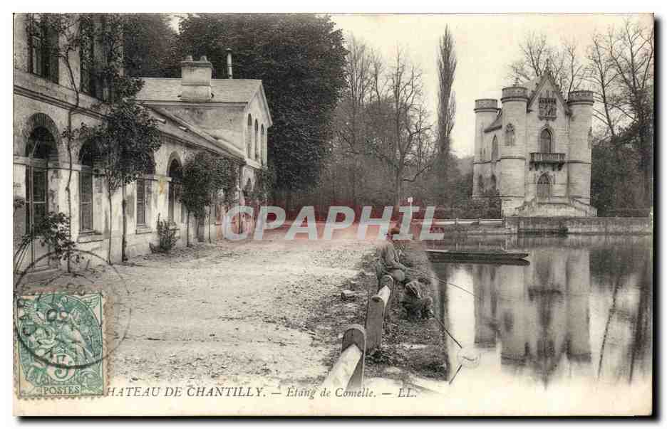 CPA Chateau de Chantilly Etang de Comelle (pecheurs)