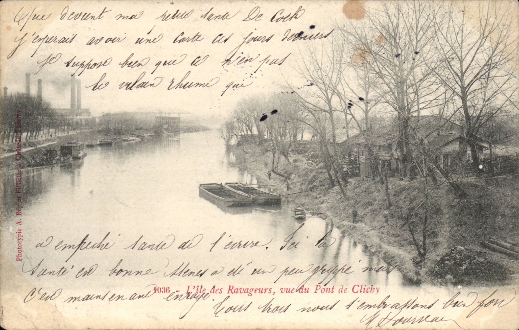 CPA Ile des Ravageurs vue du pont de Clichy