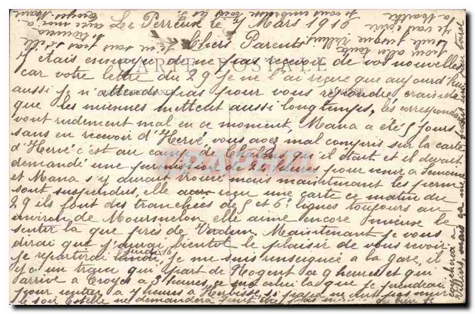 Le Perreux Nogent sur Marne CPA La Marne a Theleme — Rückseite