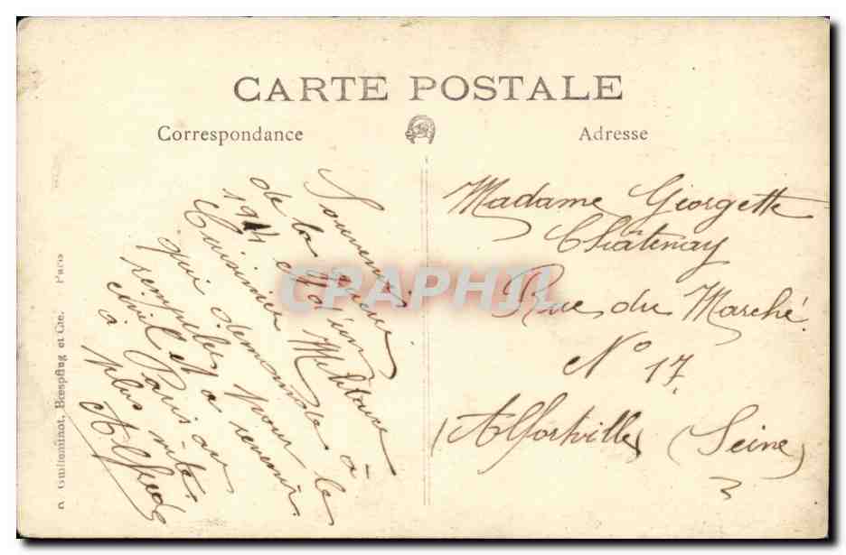 CARTE PHOTO Militaria Regiment cuisiniers (Gerogette Chatenay Rue du marche a Alfortville cuisine) — Rückseite