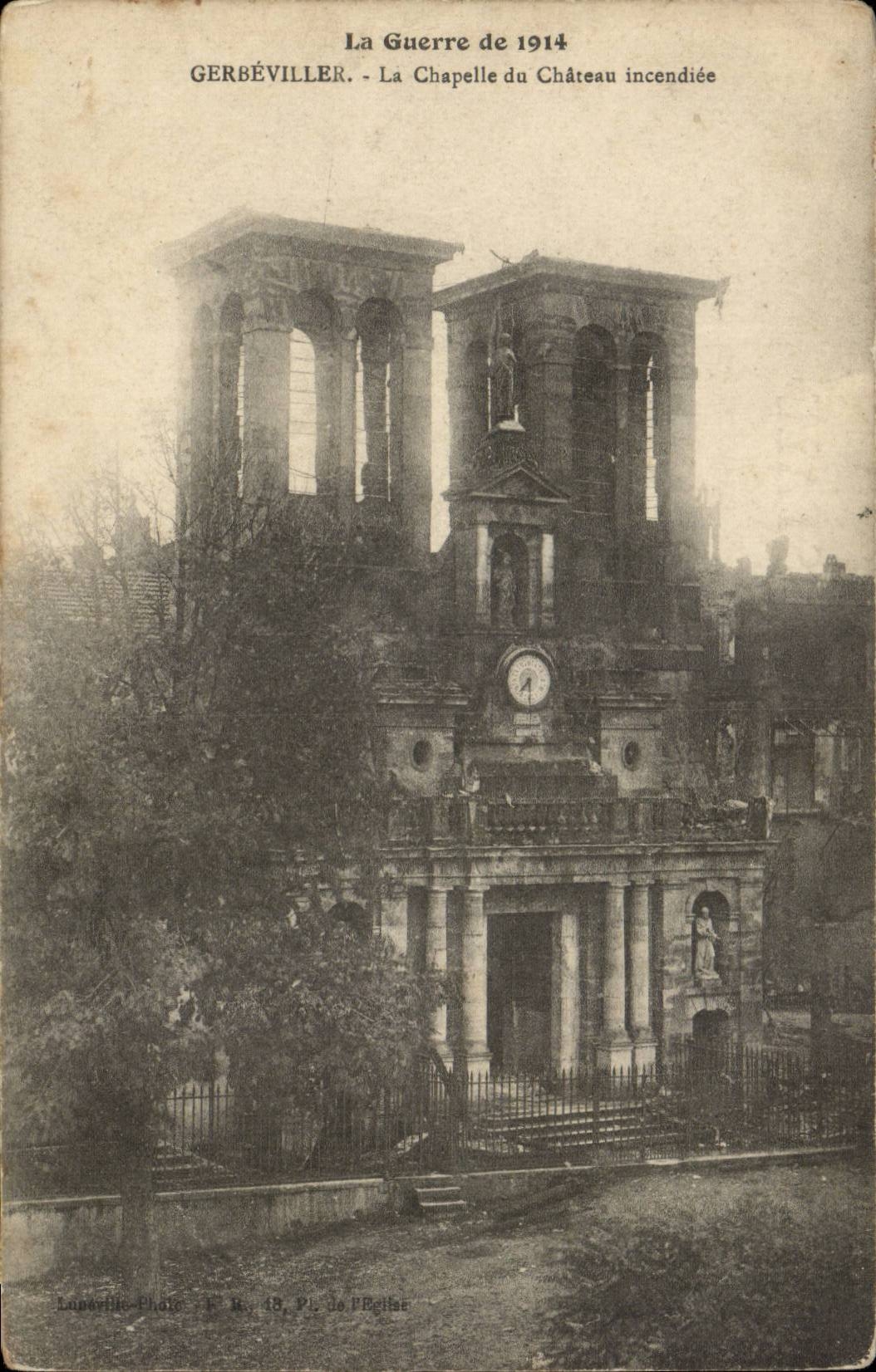 Gerbeviller CPA La cahpelle du chateau incendiee