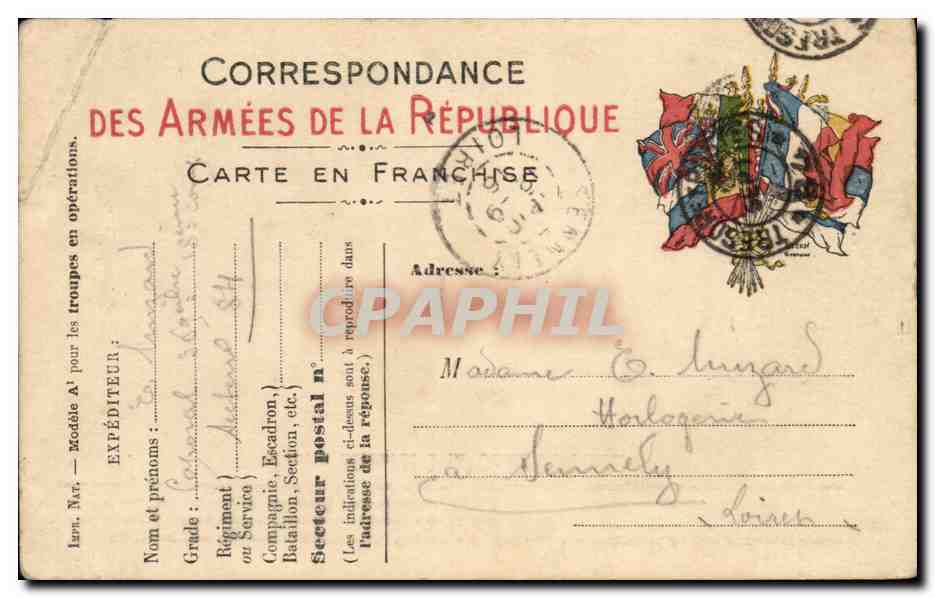 Correspondance des Armées de la République — Carte en franchise — Éditeur : Carte Postale Militaire