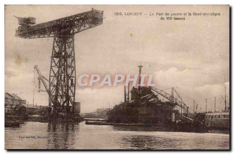 Lorient — Der Kriegshafen und die 150-Tonnen-Elektorkrane — Laurent-Nel, Renne