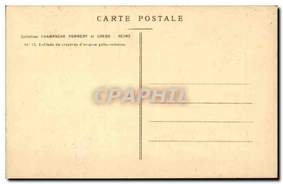 CPA Pommery et Greno Champagne Reims Enfilade de crayeres d'origine gallo romaine — Rückseite