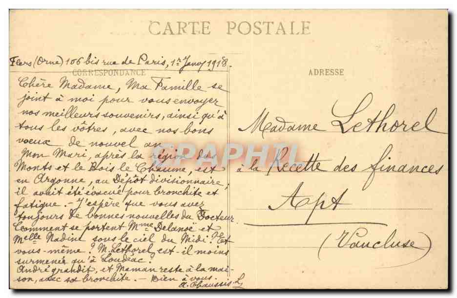 Flers - Hotel de Ville - Cote Douve - CPA  — Rückseite