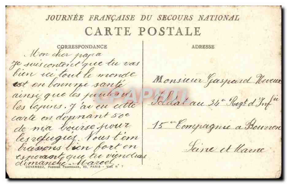 Scène de refuge — soldats et enfants — Journée Française du Secours National — Reverso