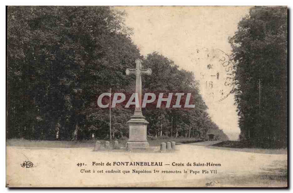 Bosque de FONTAINEBLEAU — Cruz de San Hérem — Editor Le Defry, n°491