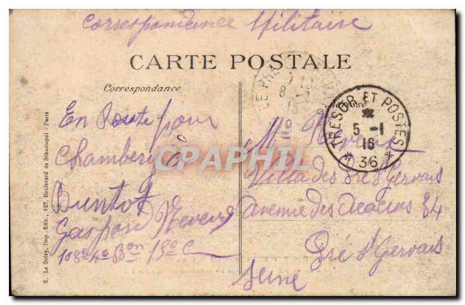Bosque de FONTAINEBLEAU — Cruz de San Hérem — Editor Le Defry, n°491 — Reverso