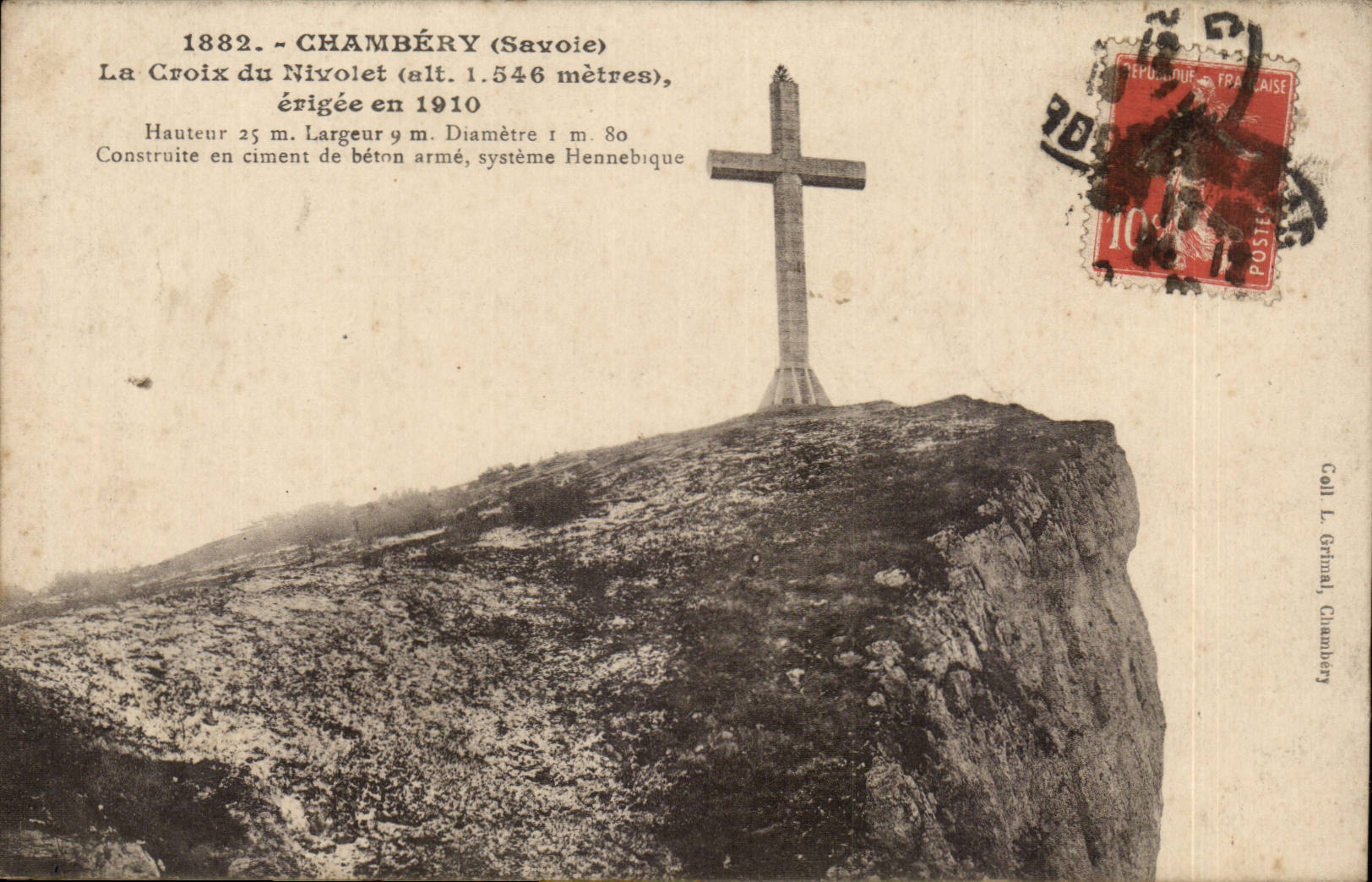Chambery - la Croix de Nivolet alt 1546 m - erigee en 1910 - CPA 