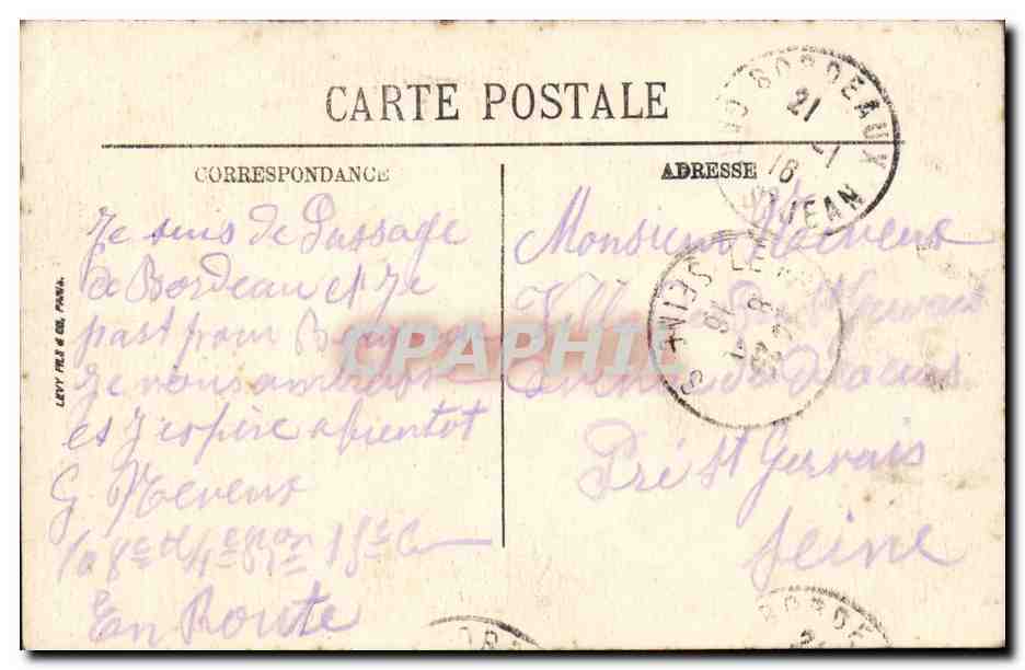 Bordeaux - La Porte du Palais - CPA  — Verso