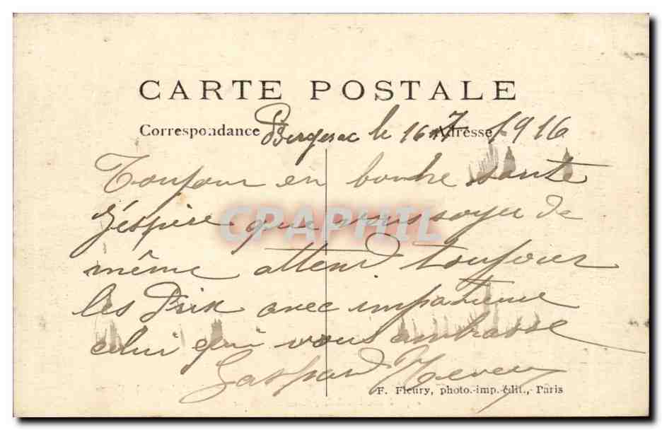 Aeroplano Taube — Esposizione ai Invalides, Cour d'Honneur — F. Fleury, Parigi, n°403 — Verso
