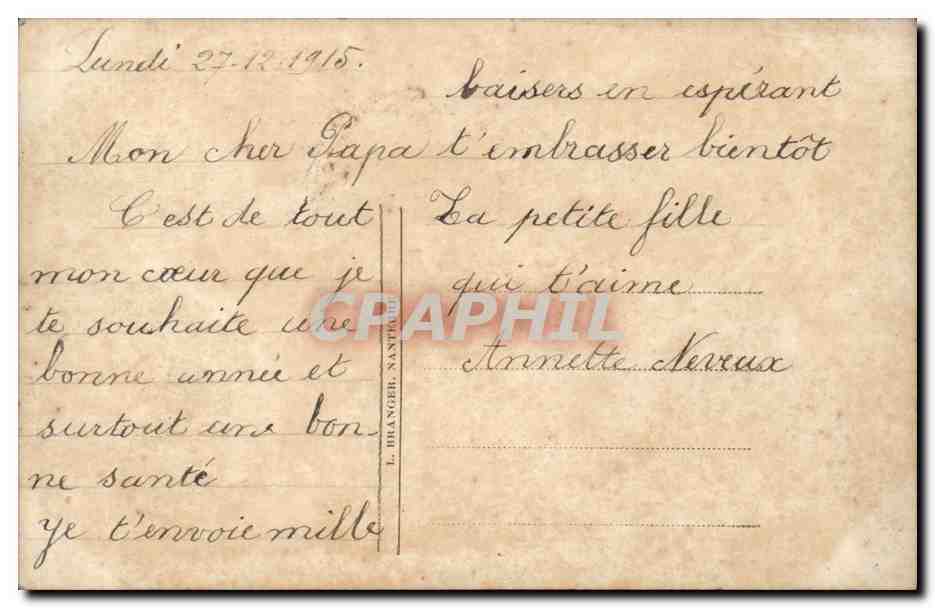 Fete - Bonne Annee - houx - holly - 1915 - CPA  — Rückseite