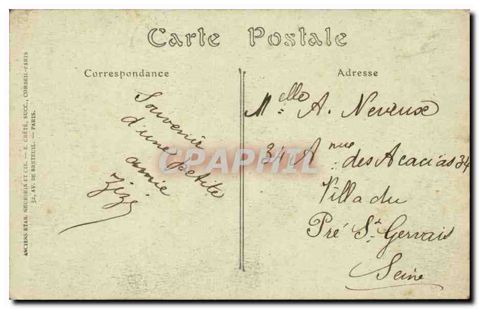 Environs de La Ferté-sous-Jouarre — Sammeron. Un coin du Ruisseau de la Bécotte — Anciens États Neubuëm et Cie, R. Cléte, Paris — Achterkant