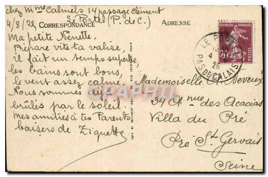 Le Portel - la Plage et le Vieux Port - CPA  — Verso