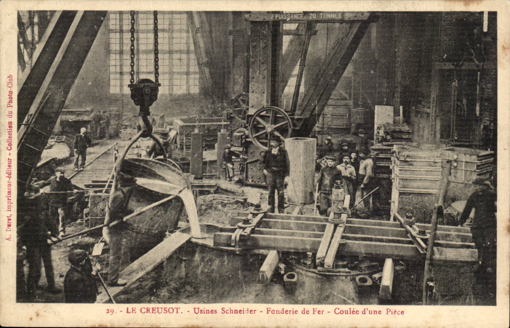 LE CREUSOT — Usines Schneider — Coulée d'une Pièce — Imprimeur-éditeur A. Dervt