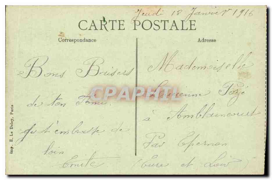 Guerre 1914-15... EN ORIENT — A la frontière Serbe - Canon grec - Au centre, Général Baumann. Officiers anglais et français — Imp. E. Le Doley, Paris — Reverso