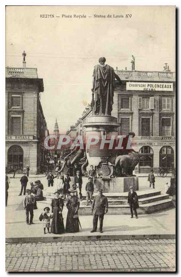 Reims - Place Royal - Statue de Louis XV - CPA 