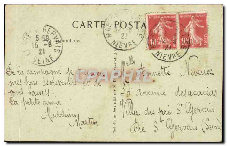 Quarré-les-Tombes (Yonne) — Église portail avec ses 109 tombes gallo-romaines — Edition Vve Jacquenet — Verso