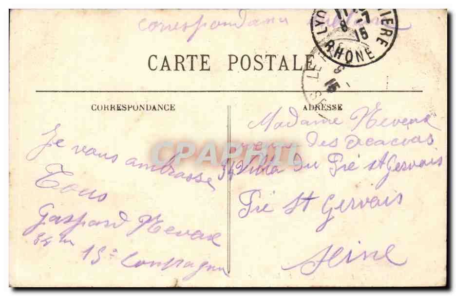 Pont Morand - Quai St Clair et Coteau de la Croix Rouge - CPA  — Verso