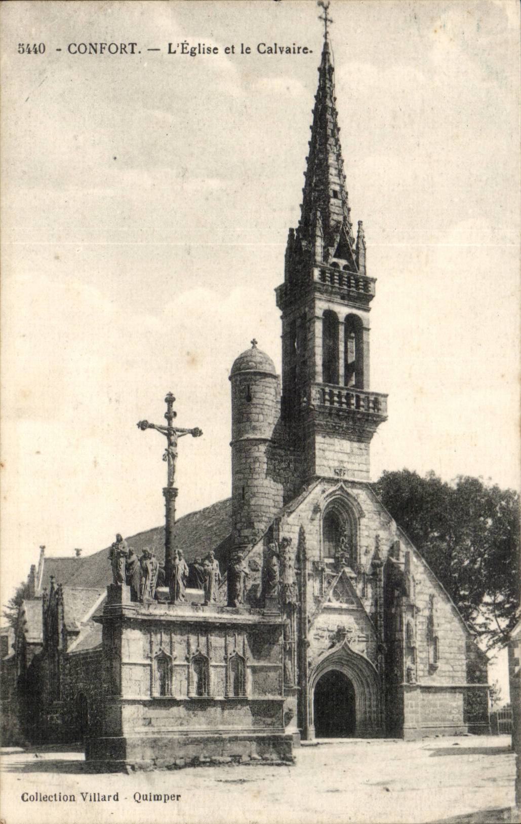 Confort - L'Eglise et la Calvaire - CPA 