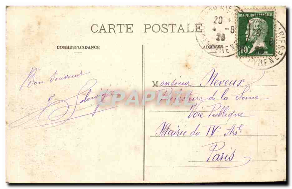 Oloron Saint Marie CPA Le moulin des fontaines — Rückseite