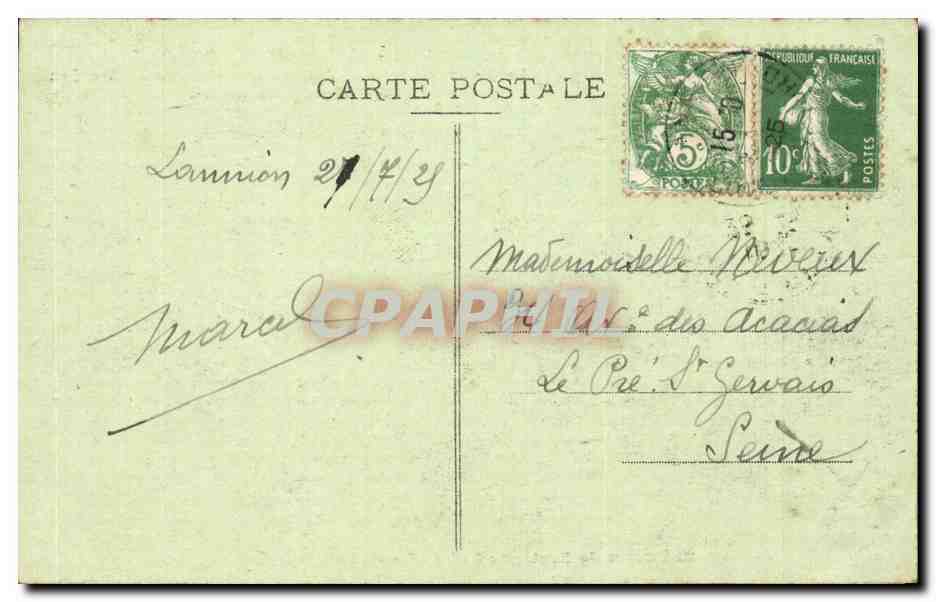 Château de Tonquédec — La Tour Isolée et les Ruines, vue prise du Donjon — Châteaux de Bretagne (Coll. B. Harmonie N°6) — Verso