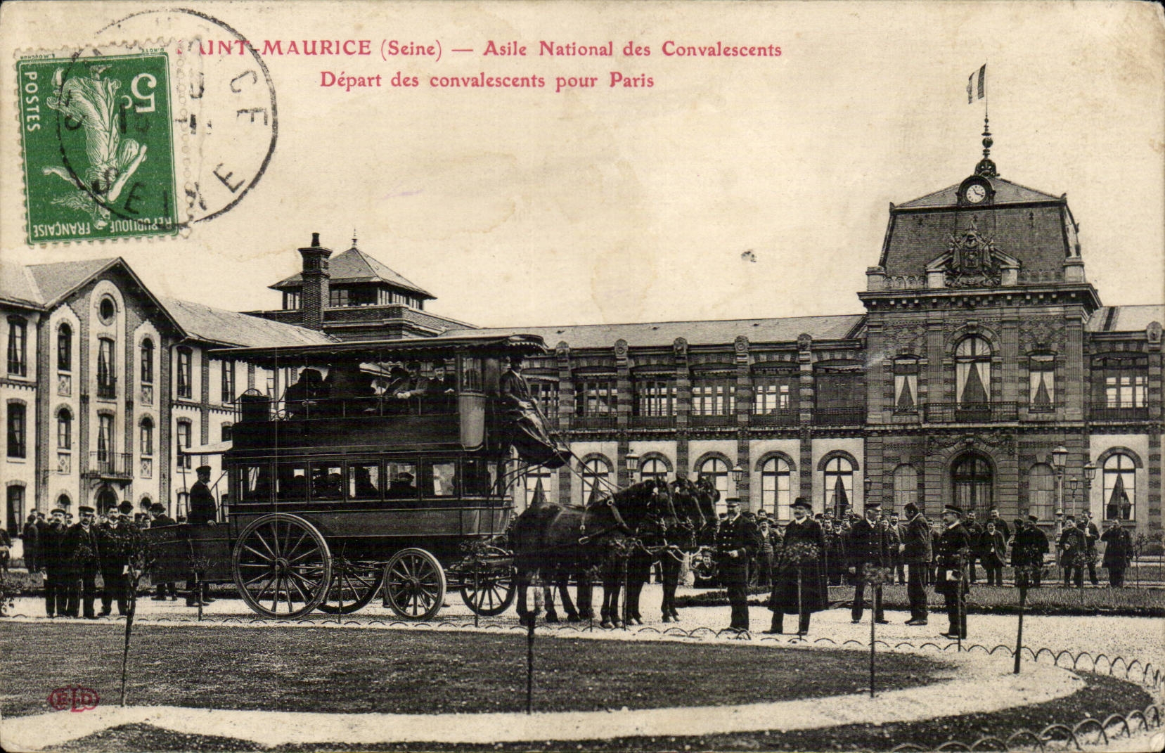 Saint Maurice CPA Asile national des convalescents Depart des convalescents pour Paris (medecine sante) TOP