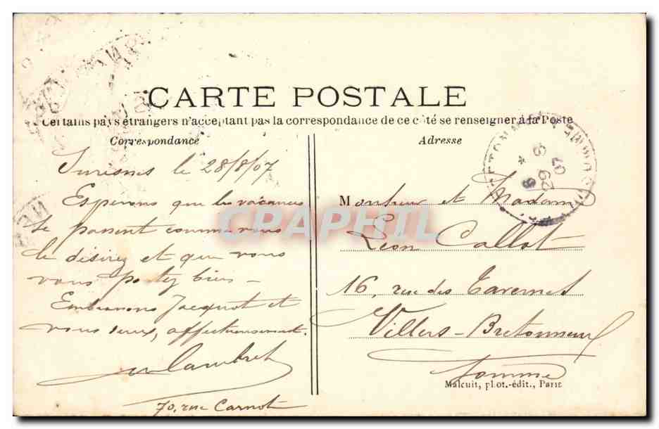 Suresnes CPA Le marche et les ecoles (porteur) — Rückseite