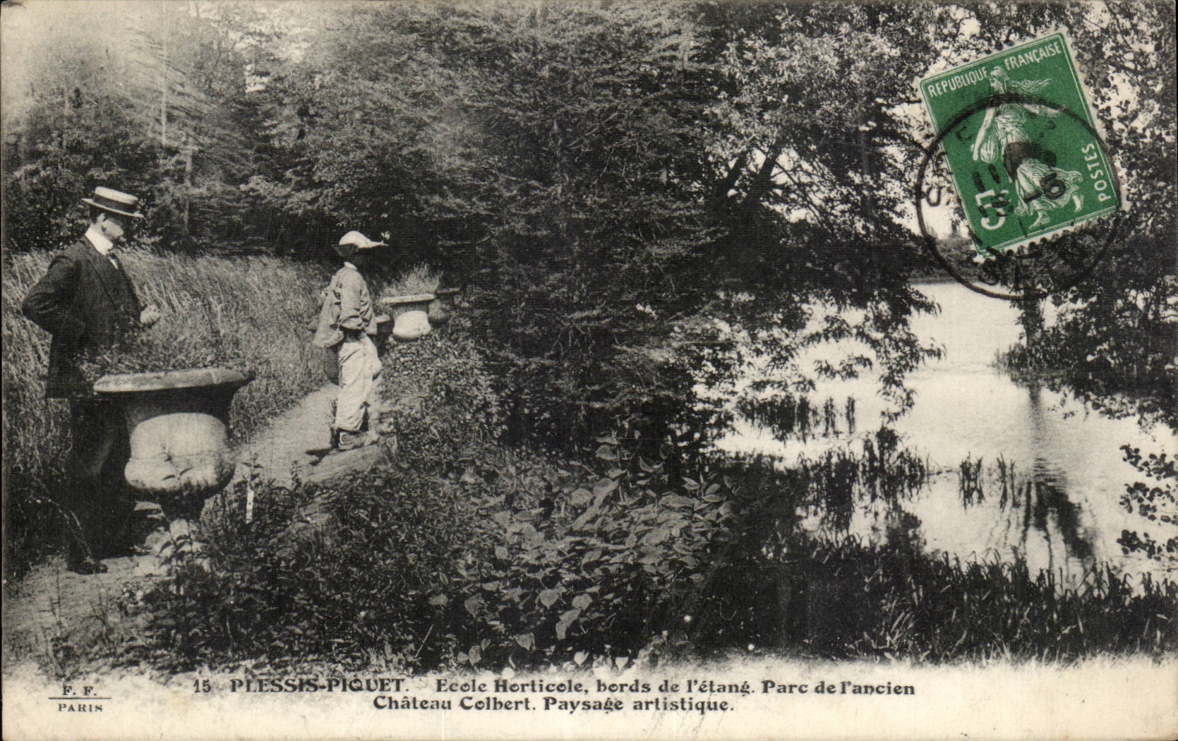 Plessis Piquet CPA Ecole horticole bords de l'etang Parc de l'ancien Chateau Colbert Paysage artistique