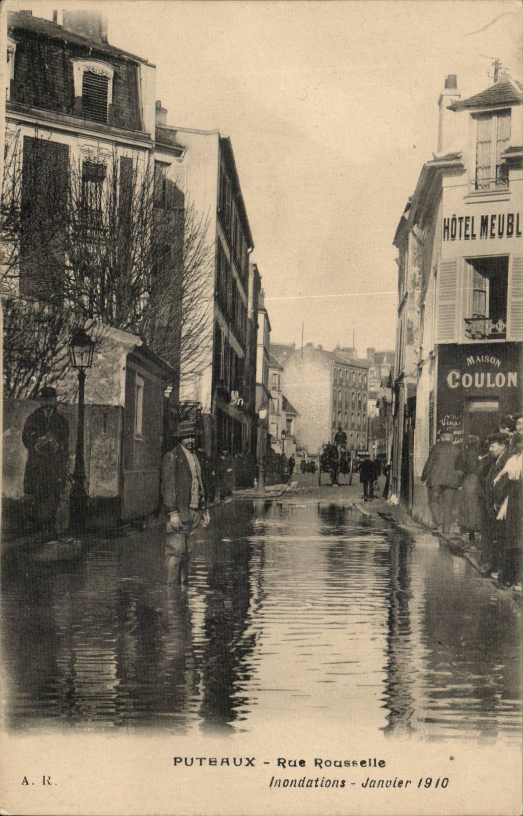 Puteaux CPA Rue Rousselle Inondations Janvier 1910