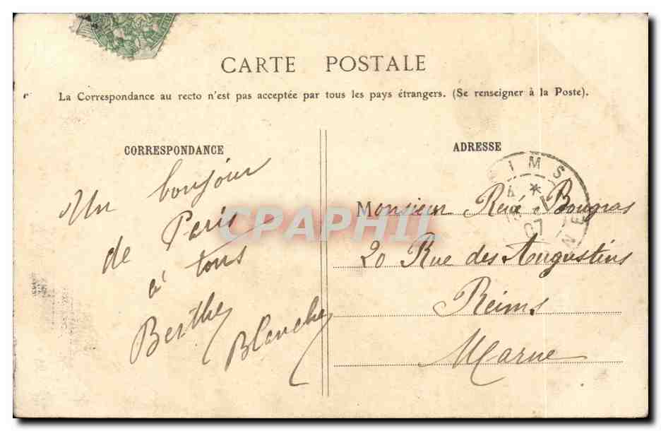 Pantin CPA LA route d'Aubervilliers — Rückseite