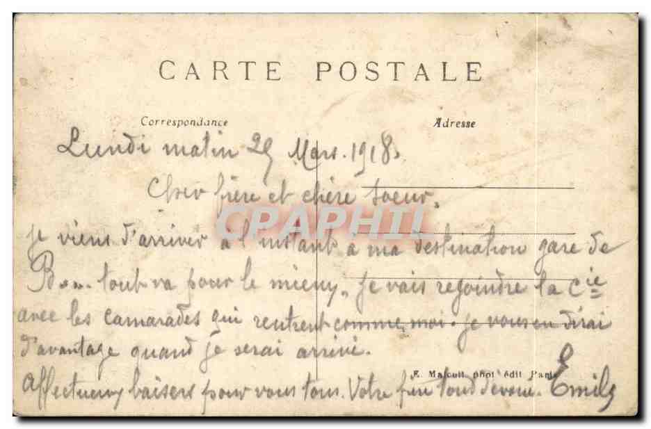 Pantin CPA Le canal de l'Ourcq — Rückseite