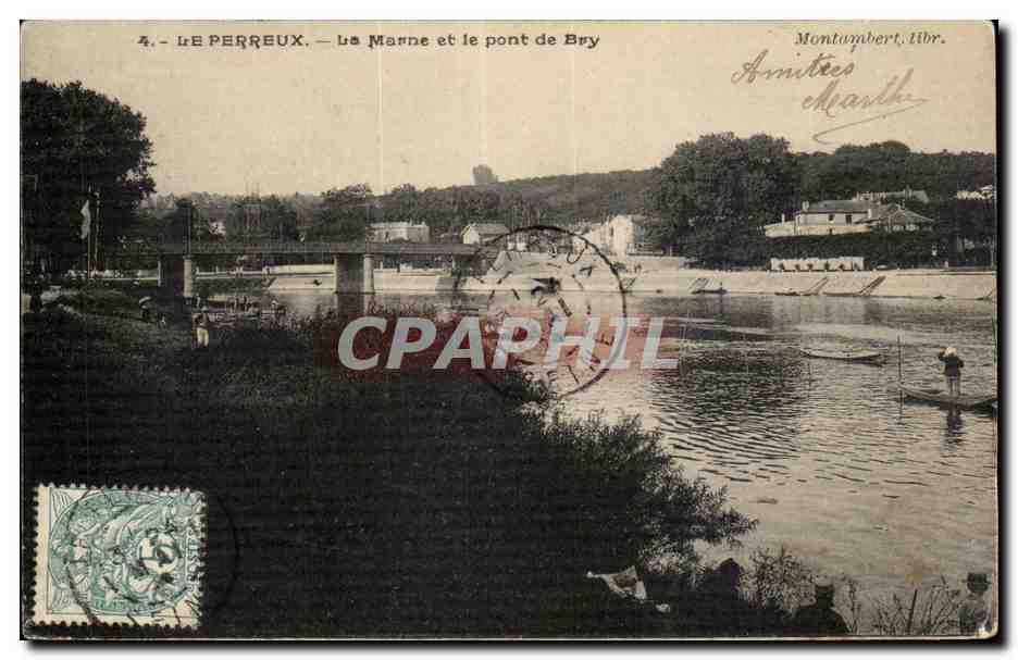 Le Perreux CPA La Marne et le pont de Bry