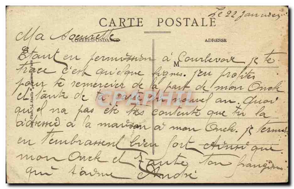 Courbevoie CPA Avenue Gambetta La caserne d'infanterie — Rückseite