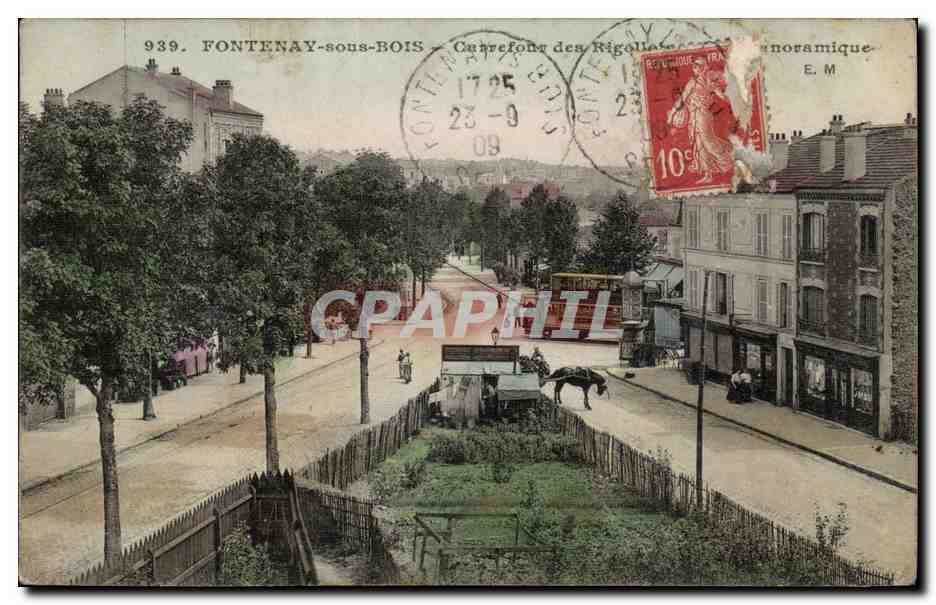 Fontenay sous Bois CPA Carrefour des Rigoles et vue panoramique