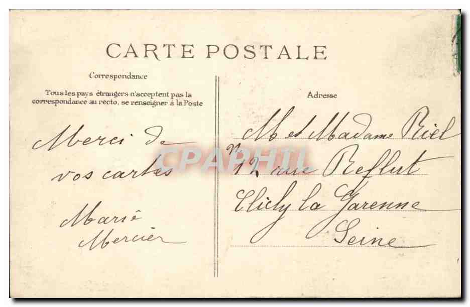 Issy Les Moulineaux CPA Crue de la Seine Janvier 1910  — Rückseite