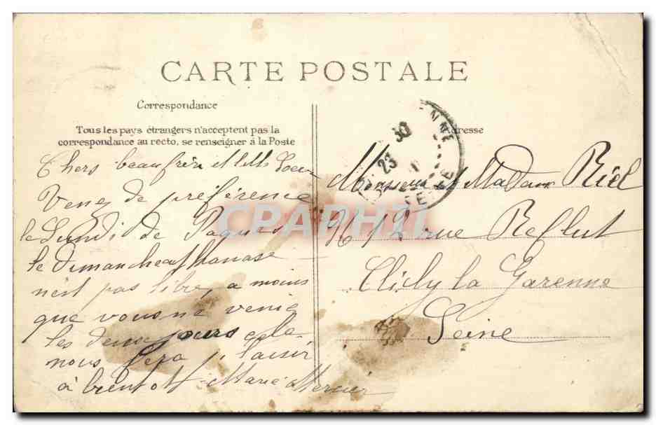 Issy Les Moulineaux CPA Crue de la Seine 1910  — Rückseite