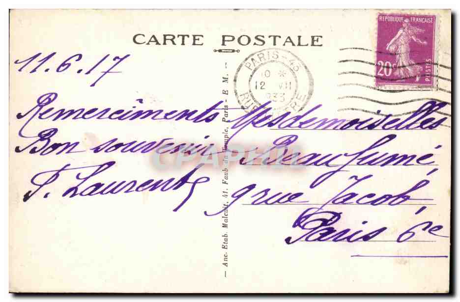 Nanterre CPA Le chateau et le moulin des Gibets — Rückseite