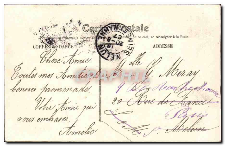 CPA J'arrive a Asnieres et vous envoie le bonjour (train) — Rückseite