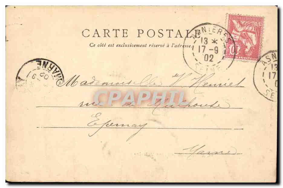 Asnieres CPA Place Voltaire — Rückseite