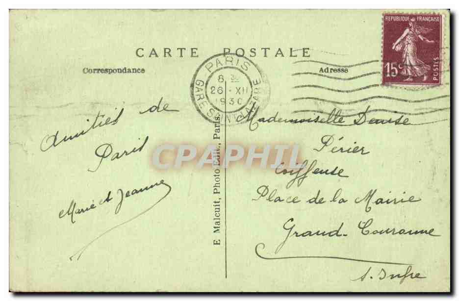 Asnieres CPA Avenue d'Argenteuil — Rückseite
