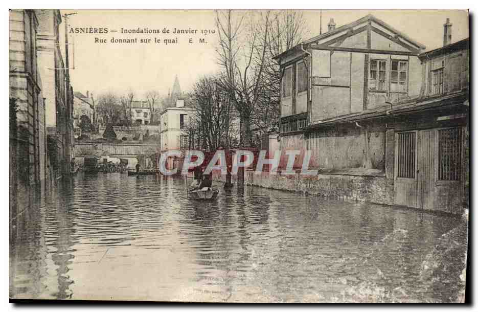 Asnieres CPA Inondations de janvier 1910 Rue donnant sur le quai