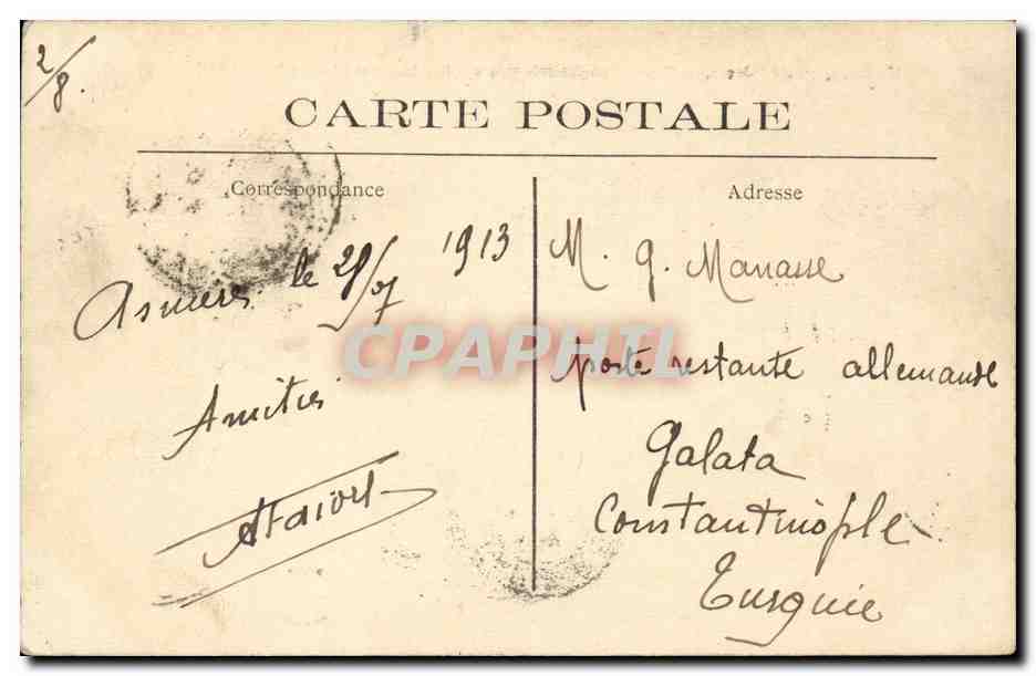 CPA Chateau de Becon Facade Sud Est et la statue Les anges et l'amour — Verso
