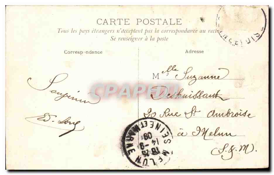 Bondy CPA Foret Route conduisant a Notre Dame des Anges — Rückseite