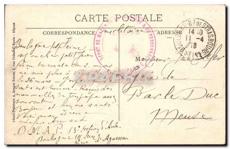 Boulogne sur SEine CPA Rue d'Aguesseau et avenue de la reine — Rückseite