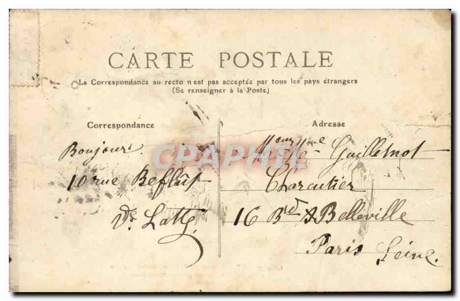 Clichy CPA Maison de retraite de vieillards Fondation du general Comte Roguet — Rückseite