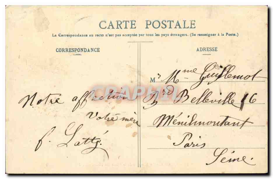 Clichy CPA Le kiosque et la place des fetes — Rückseite